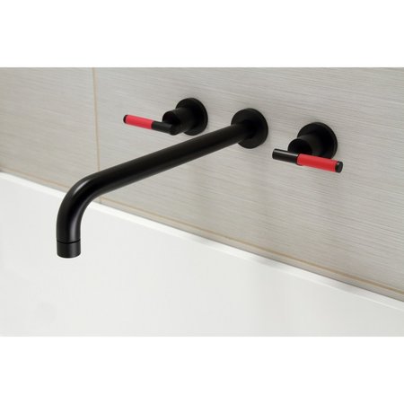 Kingston Brass KS8040CKL Wall Mount Tub Faucet, Matte Black KS8040CKL